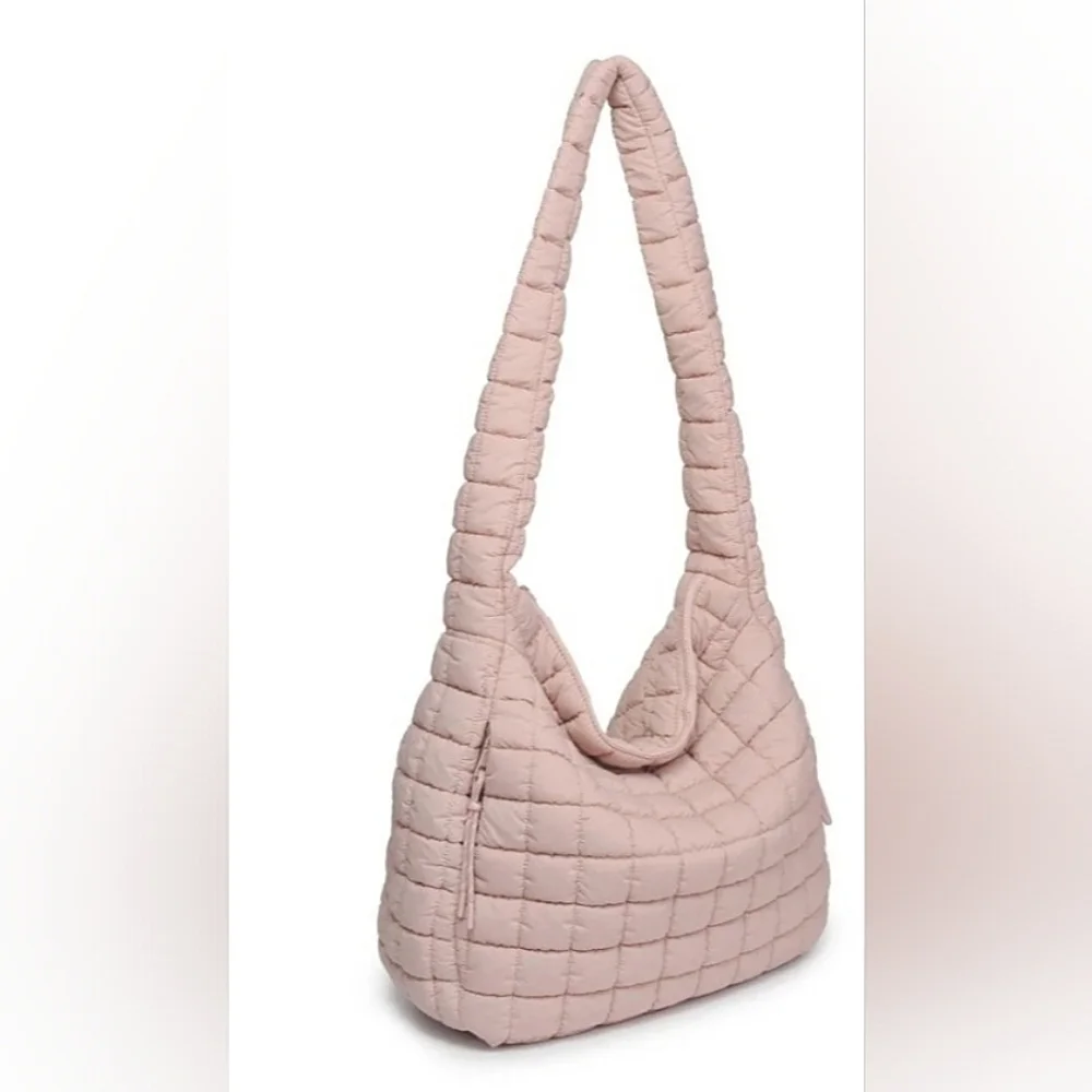 Leda Extra Large Quilted Nylon Hobo Bag Urban Expressions Rose NWT$120 Soldout!